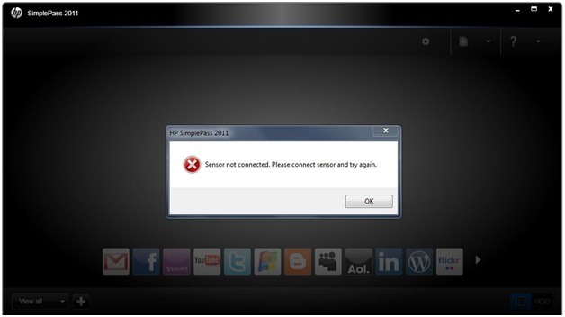 HP Simplepass 2012 Error Message